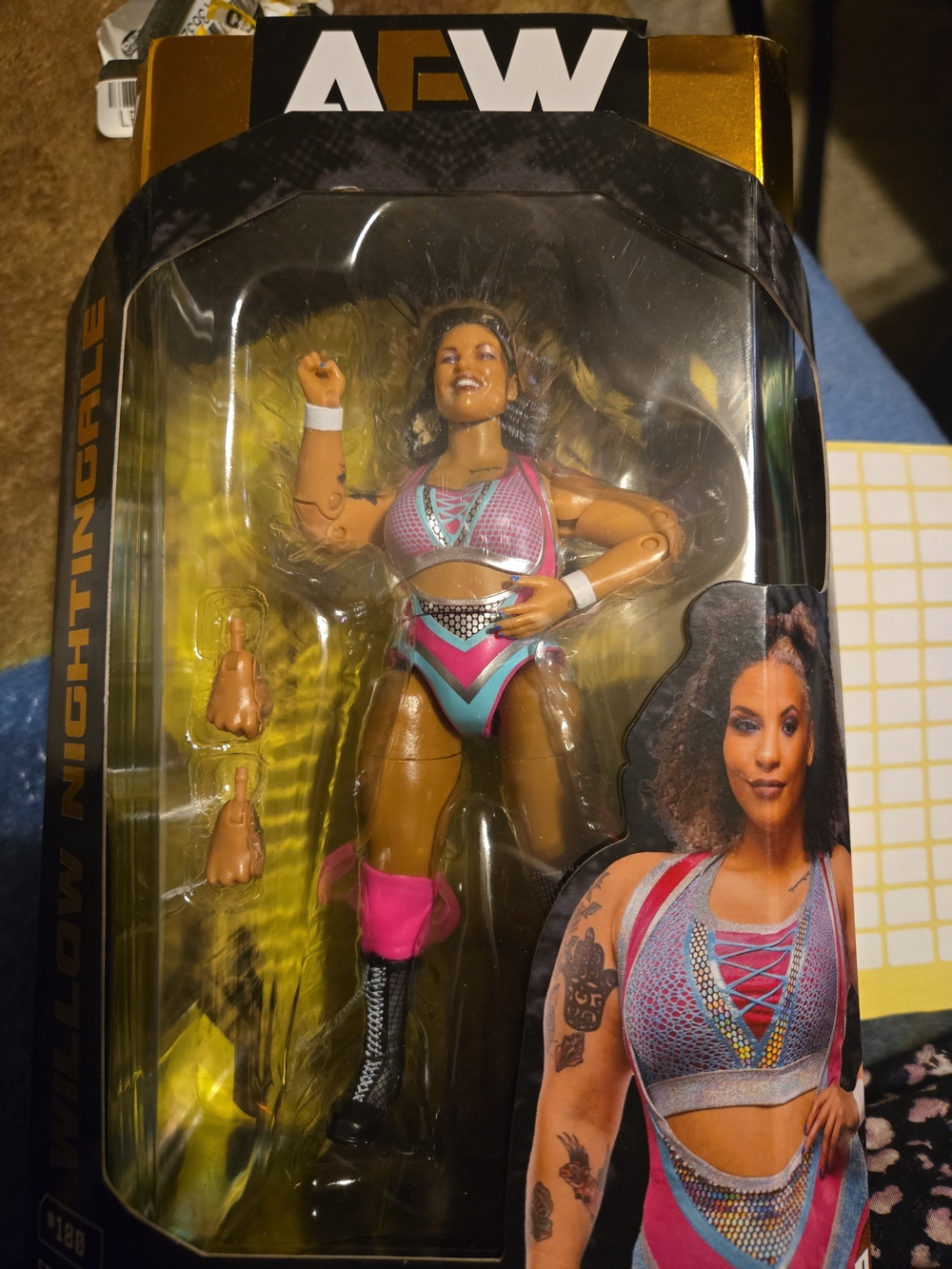 AEW Willow Nightingale Action Figure - Pink & Teal Ring Gear